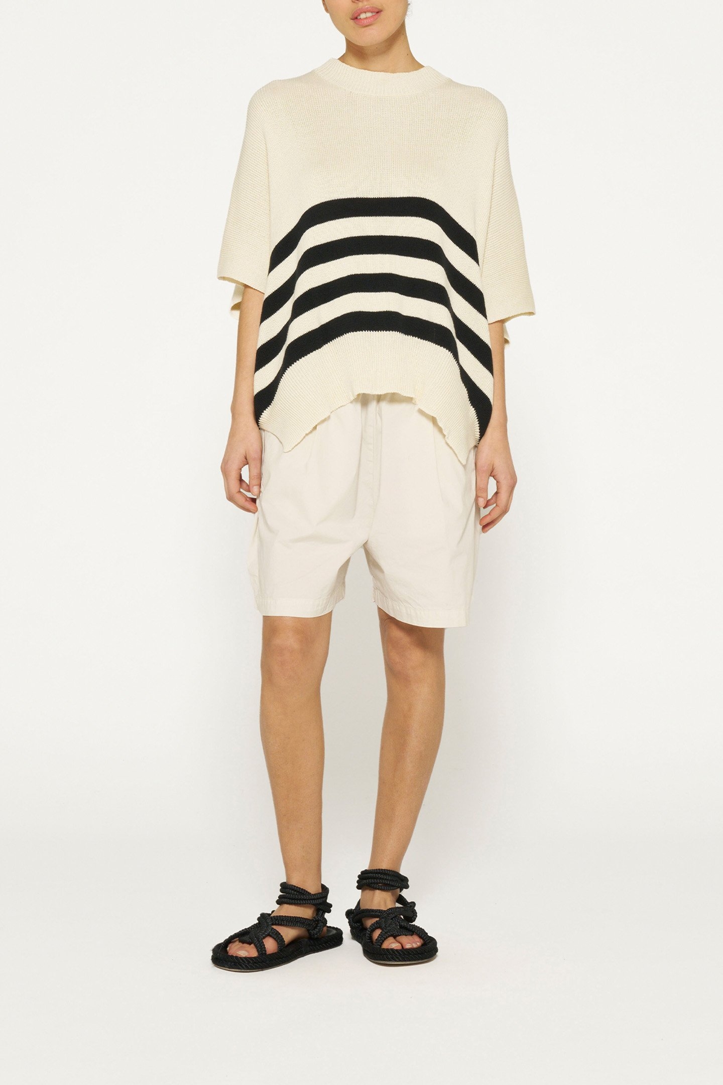 SLEEVELESS SWEATER KNIT STRIPES LIGHT SAFARI 2