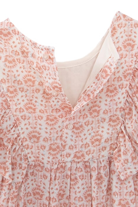 GIRLS’ ECRU BLOUSE, FLOWERY PRINT WITH SILVER THREADS 4