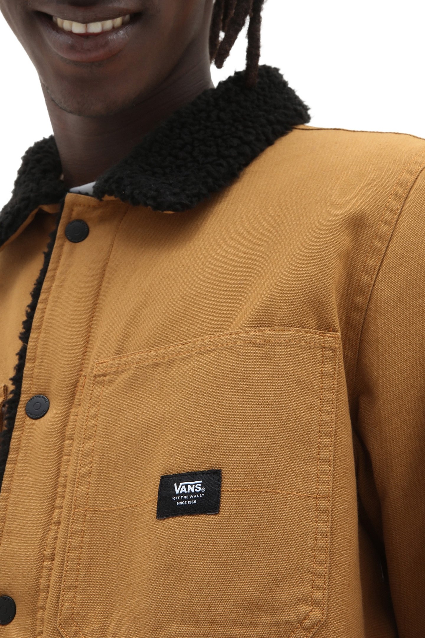 MN DRILL CHORE COAT SHERPA BONE BROWN 6