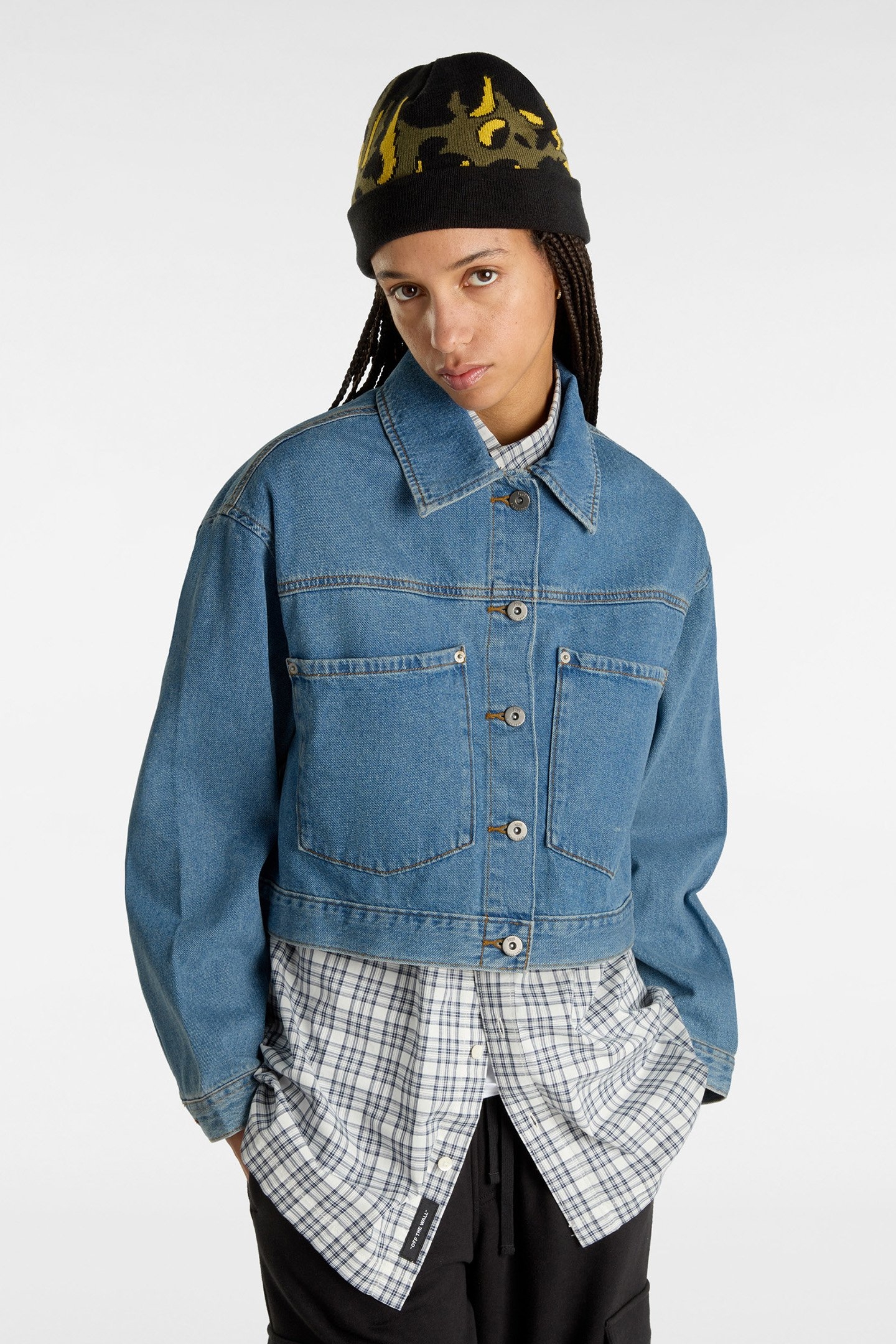 RAYNES DENIM CROP JACKET STONE WASH 1