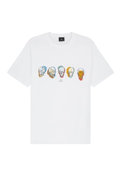 MENS REG FIT T-SHIRT SKULLS WHITE 1