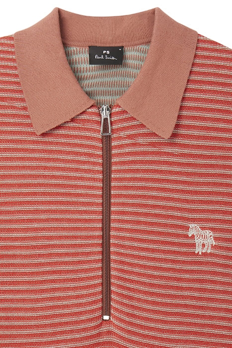 MENS SWEATER SS POLO ZEB EMB BRICK RED 3