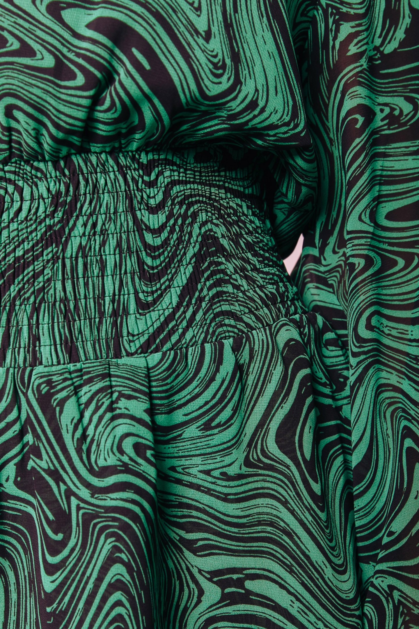 SACHA LIQUID PAINT MINI RUFFLE DRESS GREEN 8