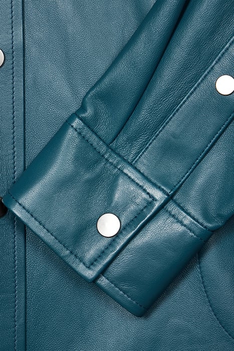 WOMENS SHIRT LEATHER PETROL BLUE 5