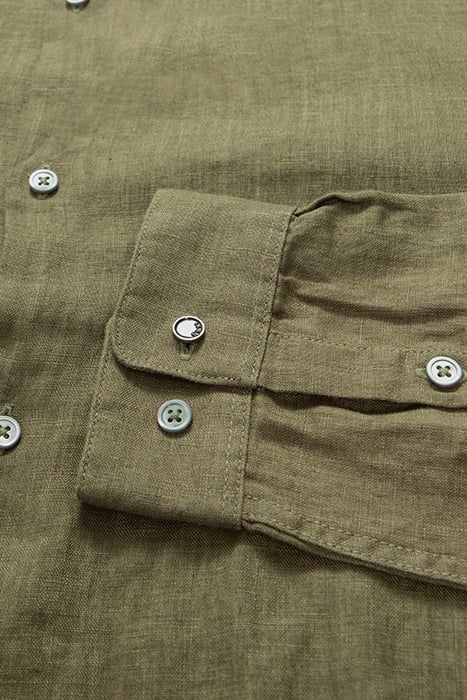 ARMY GREEN PURE LINEN SLIM SHIRT 7