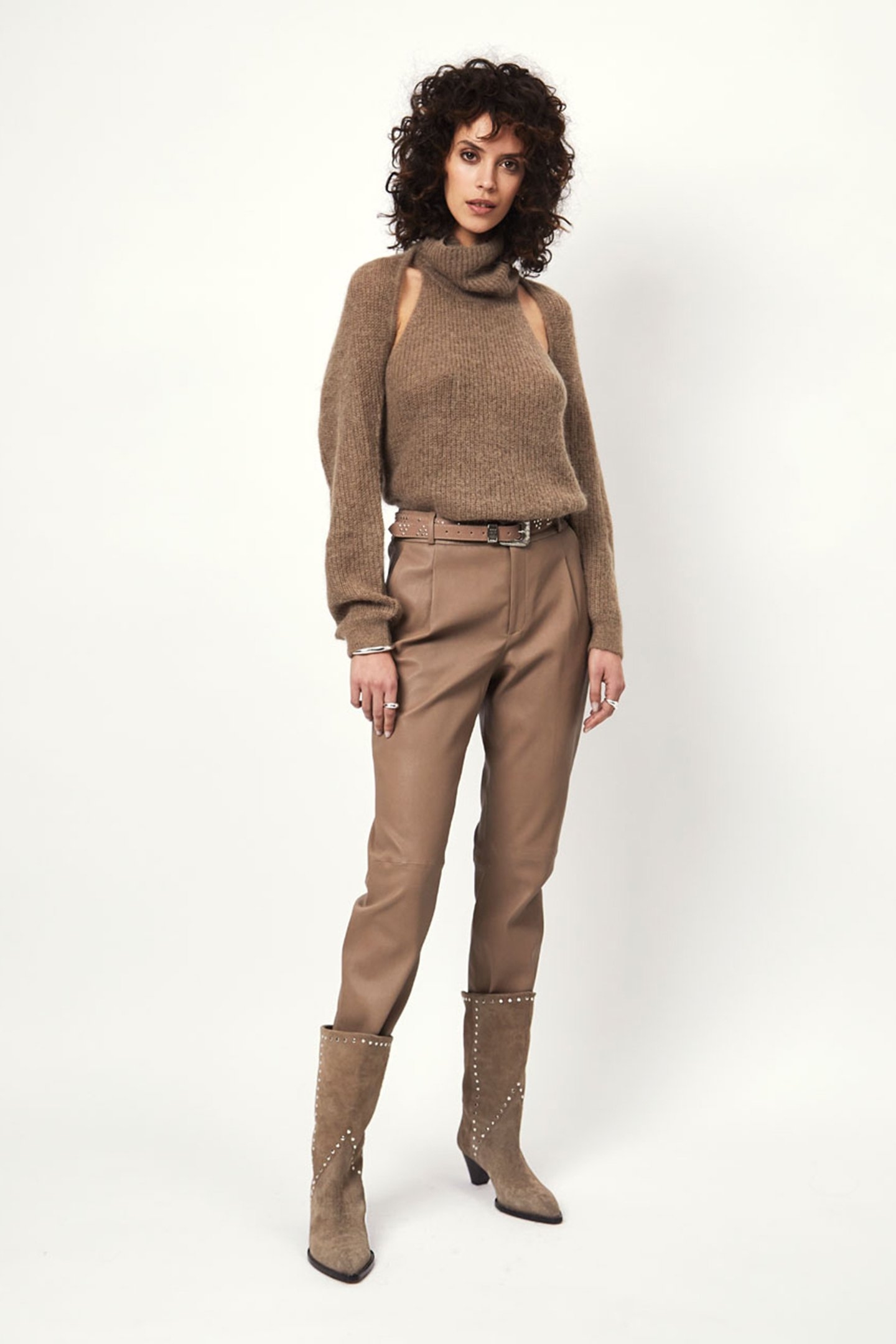 FARREN LOOSE LEATHER PANTS PURE TAUPE 2