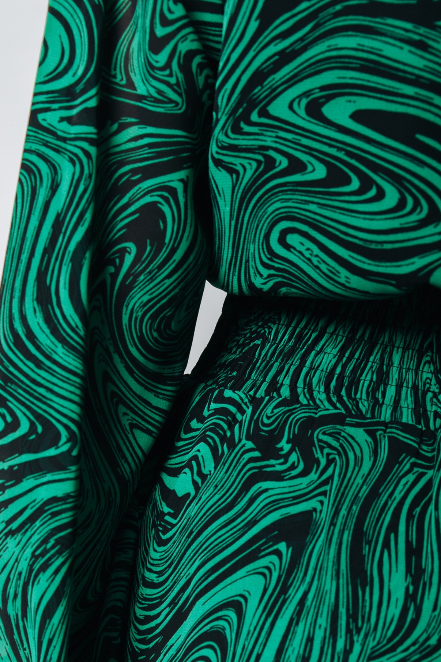 SACHA LIQUID PAINT MINI RUFFLE DRESS GREEN 7