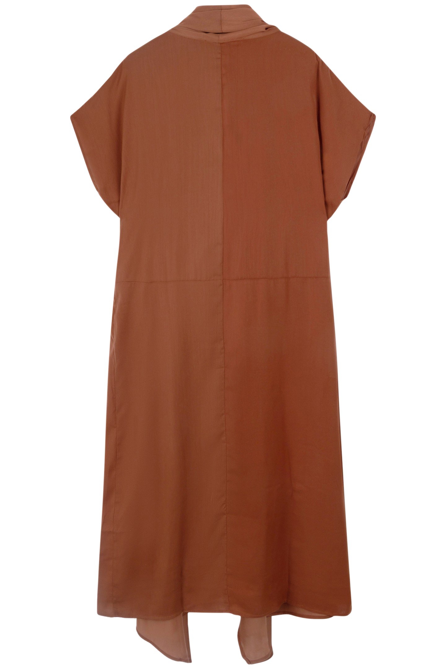 SATIN KIMONO DRESS SADDLE BROWN 4