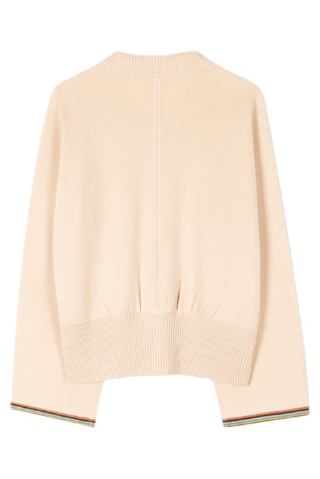 WOMENS KNITTED CARDIGAN ZIP THRU LIGHT BEIGE 4