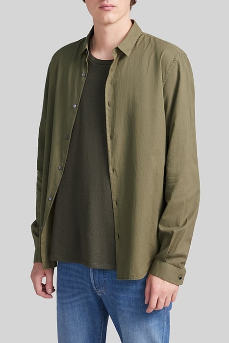 KHAKI ORGANIC COTTON VOILE SLIM SHIRT 1