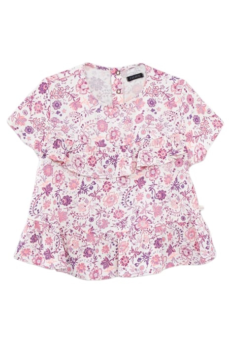 GIRLS' OFF-WHITE BLOUSE WITH VIOLET FLOWER PRINT 1