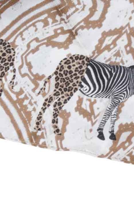 SILK SCARF ST. TROPEZ ZEBRA BROWN 2