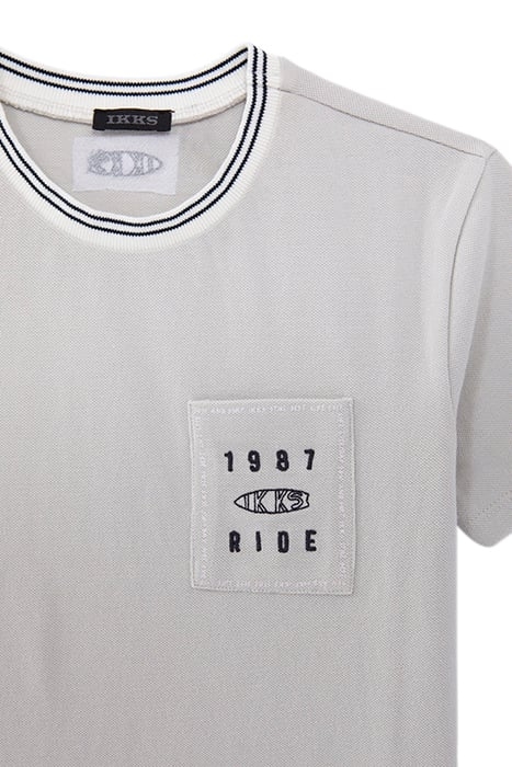 BOYS’ GREY PIQUE KNIT T-SHIRT WITH EMBROIDERED POCKET 3