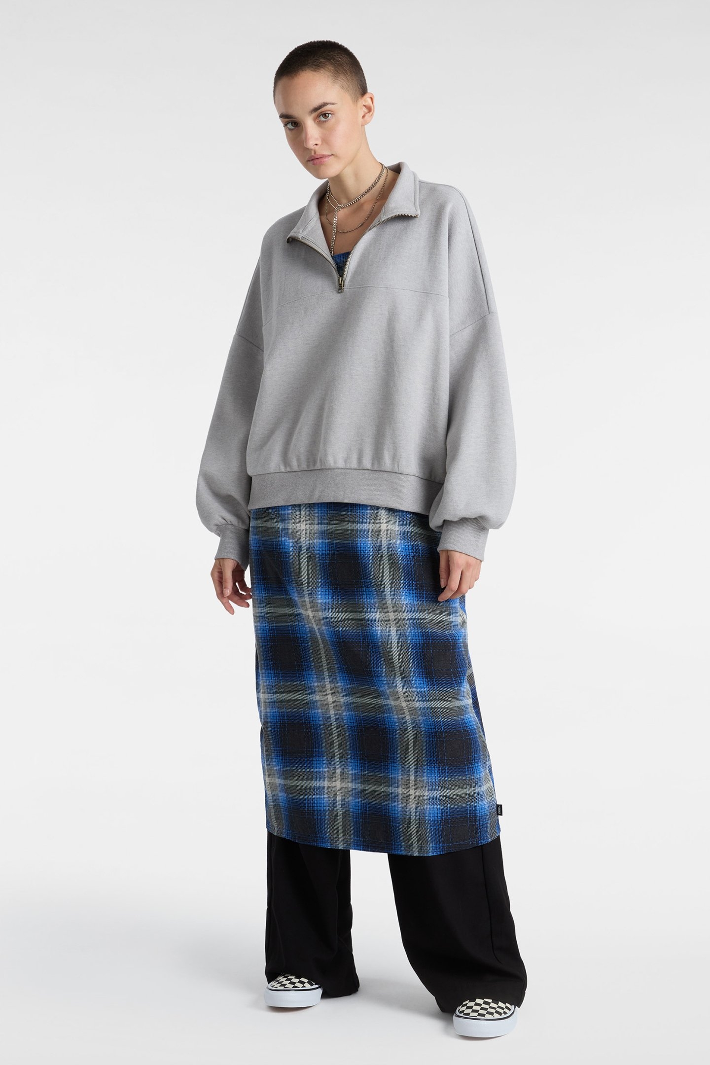 ELEVATED DOUBLE KNIT LOOSE MOCK NECK CEMENT HEATHER 3