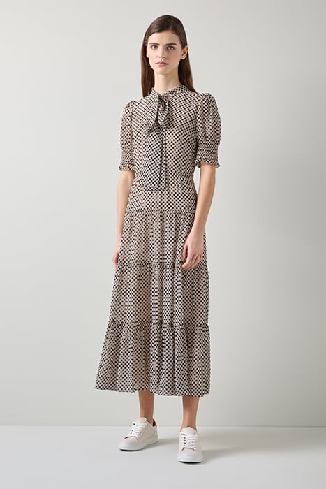 COCO TIE MIDI DRESS BLACK/CREAM 1