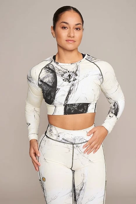 HELEN - WOMEN'S CROPPED LONGSLEEVE TOP MANDRALL ABSTRACT 1