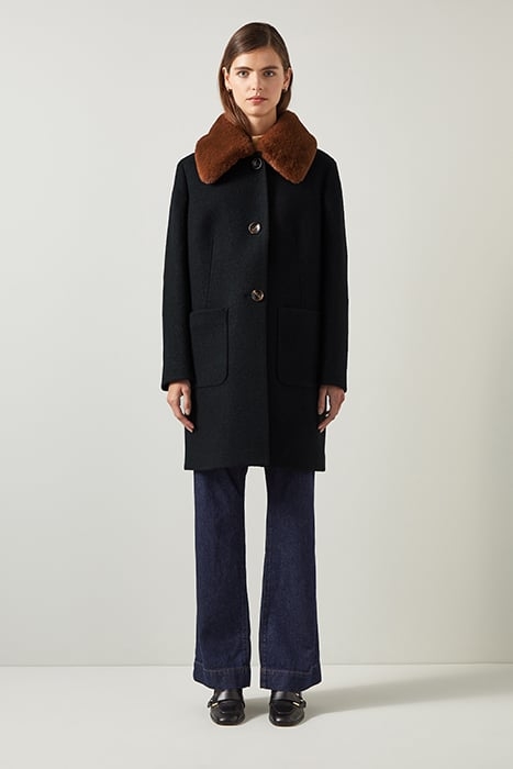 ASTER BOUCLE SINGLE BREASTED COAT BLACK 2