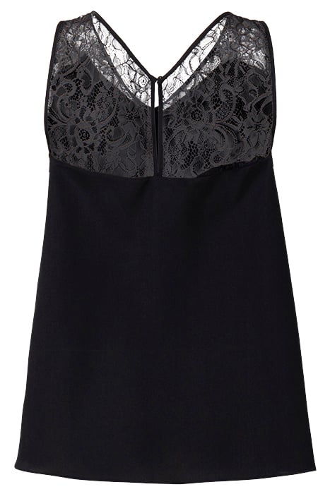 CREPE LIGHT LACE TRIM VEST BLACK 2