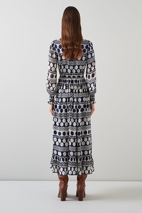 SUSIE - MIDI DRESS NAVY/CREAM 2