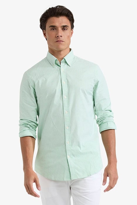 STRETCH OXFORD SHIRT SMALL STRIPE LIGHT GREEN 1