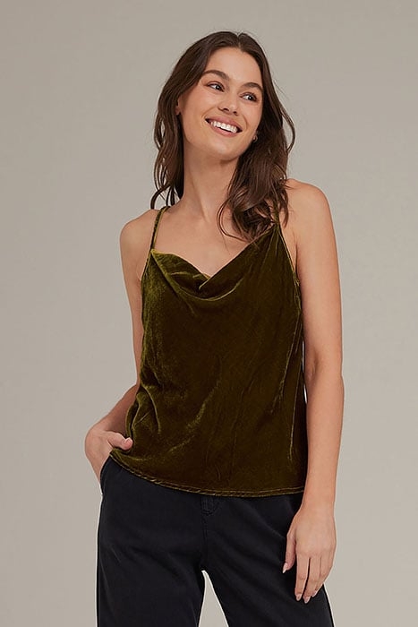 COWL NECK CAMISOLE OLIVE GOLD 1