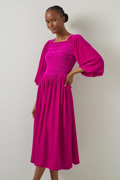 CALLISTA VELVET MIDI DRESS BRIGHT PINK 4