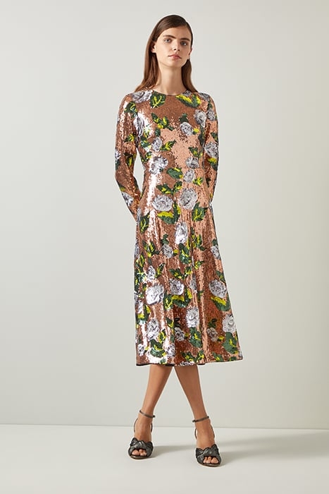 MARCEL SEQUIN MIDI DRESS ROSE GOLD/BLACK 5