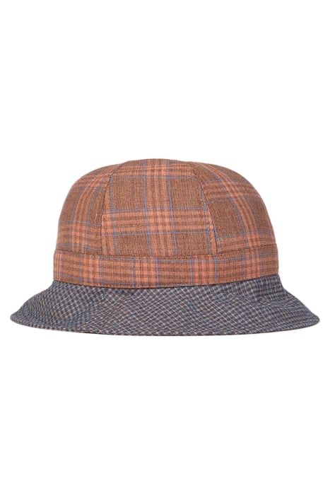 MEN HAT BUCKET CHECK CORAL RED 1