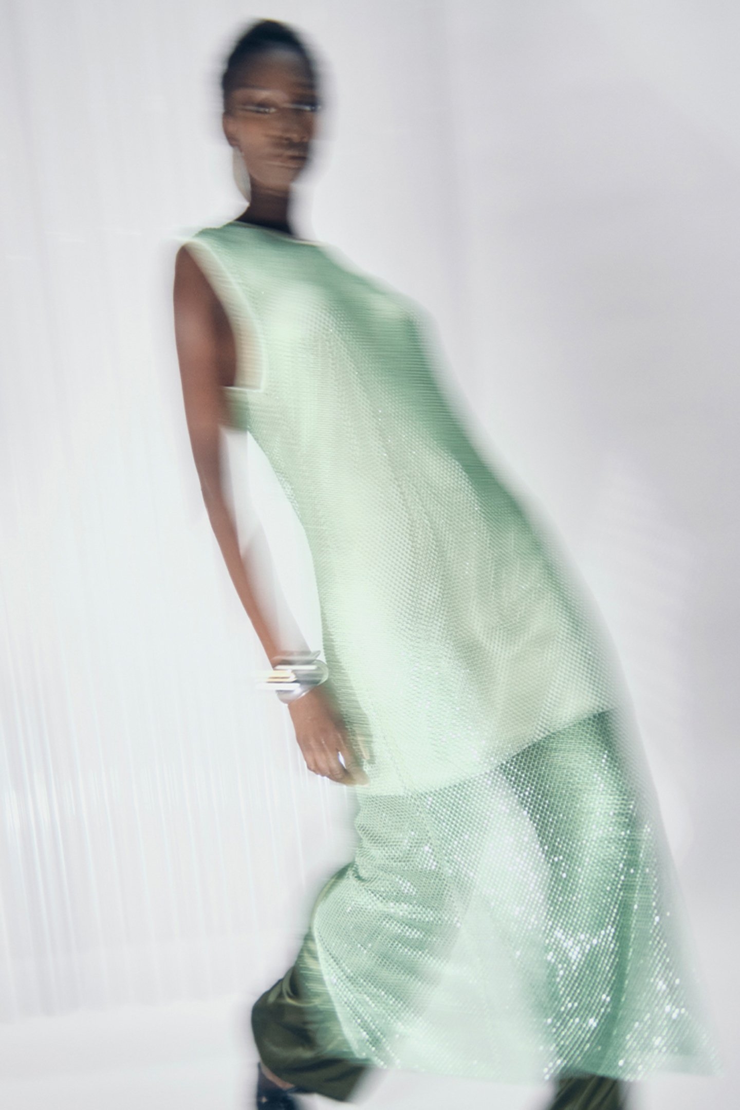 LUNA RHINESTONE DRESS MATCHA 2