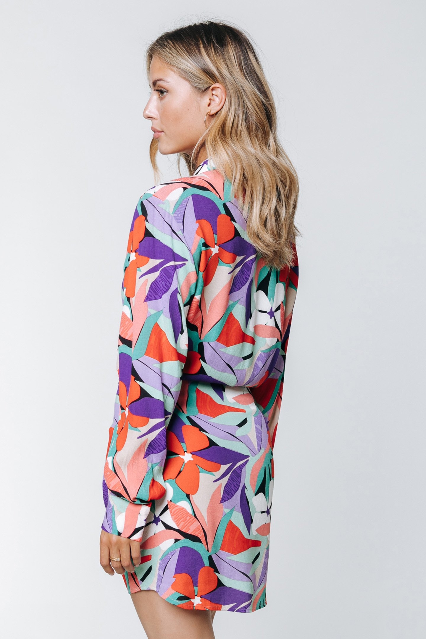 NINA BIG FLOWER MINI SHIRT DRESS MULTICOLOR 2