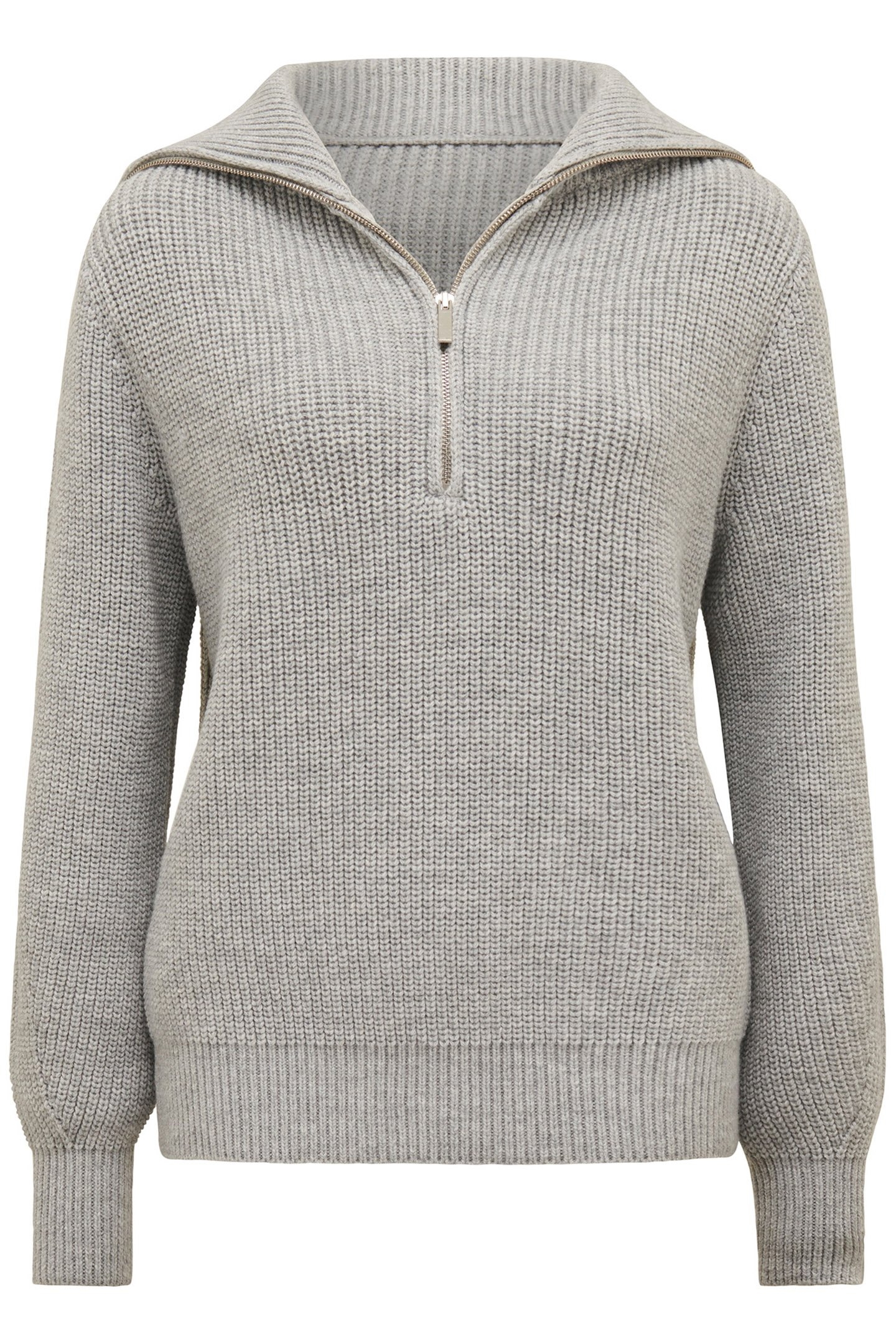 DANIELLE QUARTER ZIP KNITTED JUMPER GREY 4