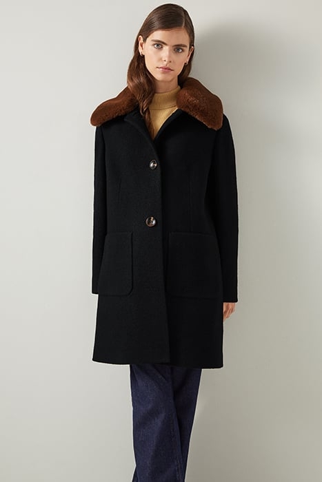 ASTER BOUCLE SINGLE BREASTED COAT BLACK 1