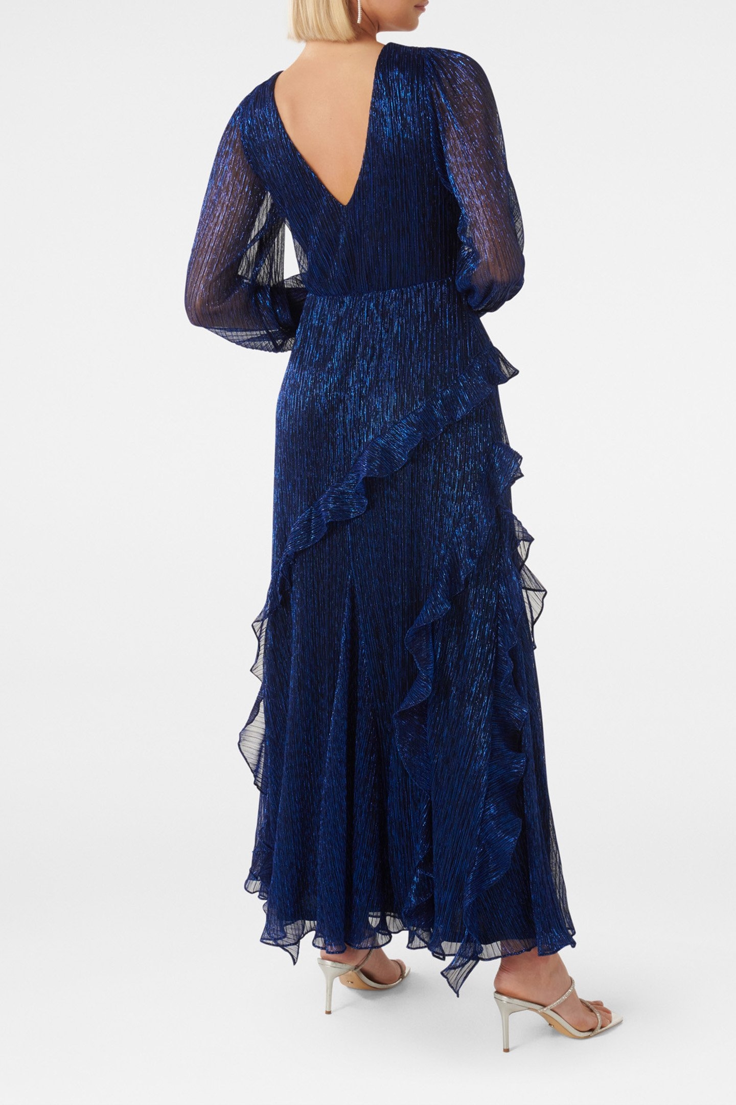 SPENCER PLISSE RUFFLE MIDI DRESS MIDNIGHT BLUE 2