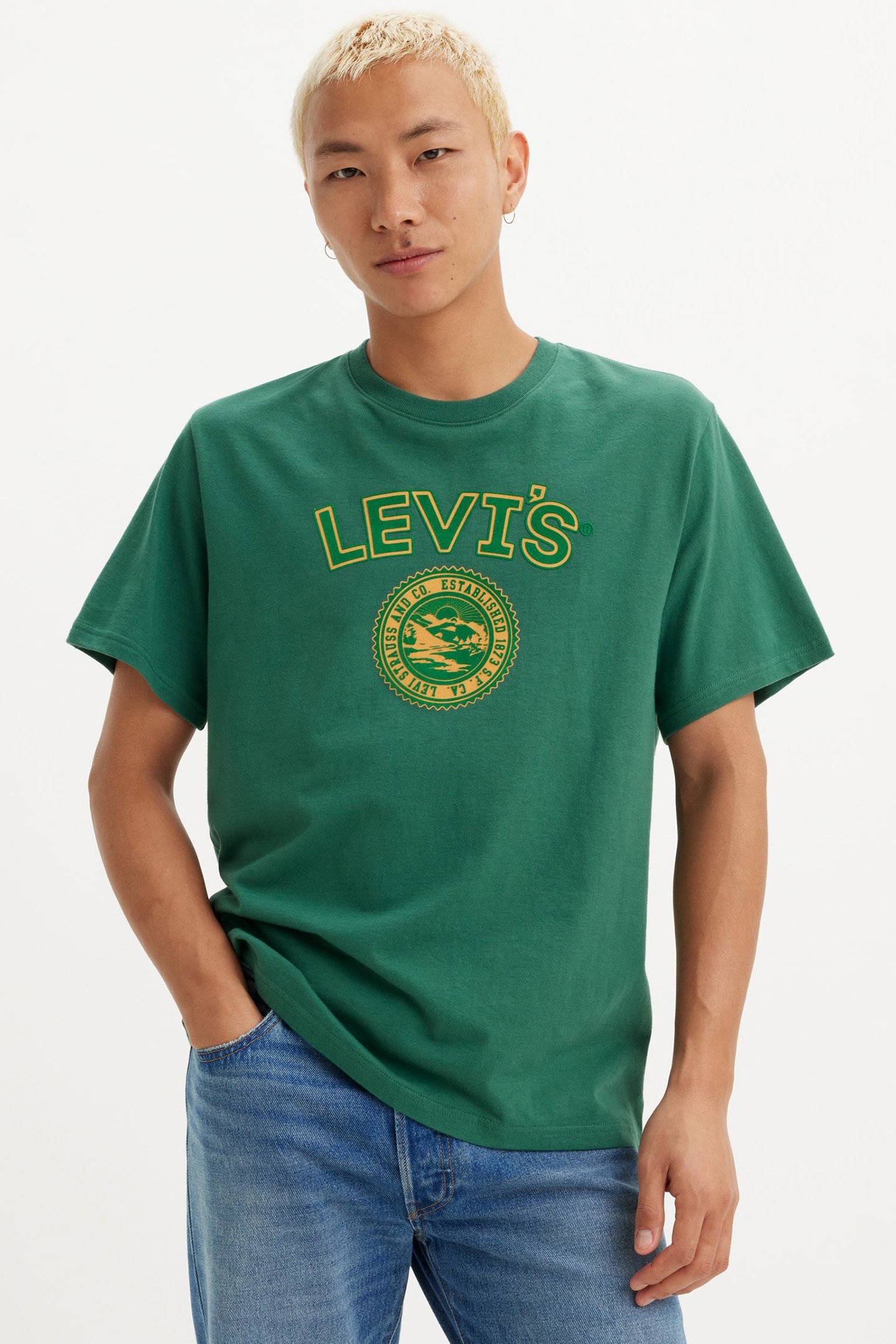 SS RELAXED FIT TEE VARSITY LOGO PATCH BI 4