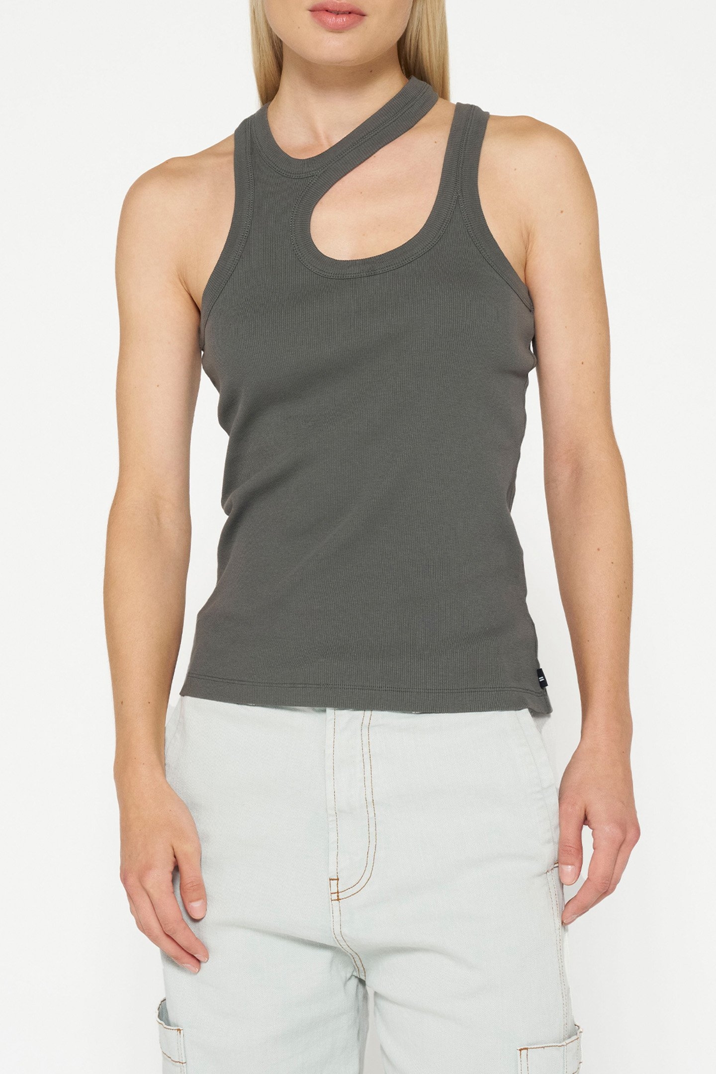 CUT OUT TANK TOP RIB OIL GREY 1
