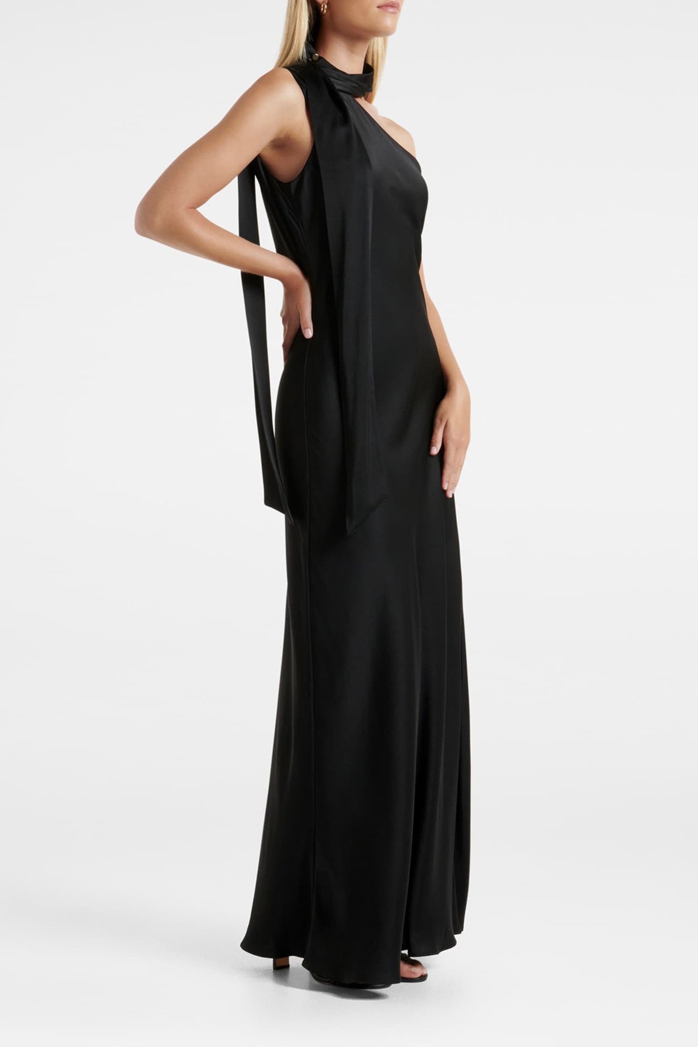 REMINGTON ASYMMETRICAL SCARF DRESS BLACK 4