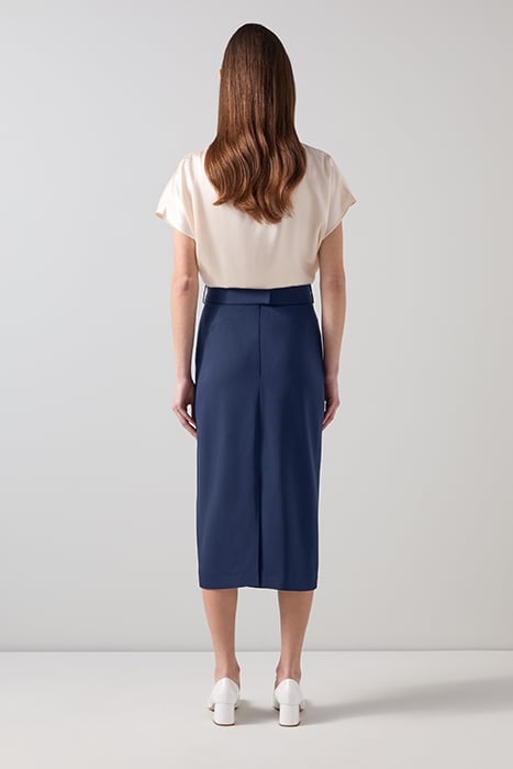 KLAUDIA BELTED MIDI SKIRT NAVY 2