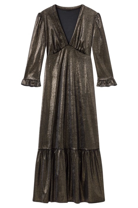 DEBORAH PEPLUM MIDI DRESS GOLD 3