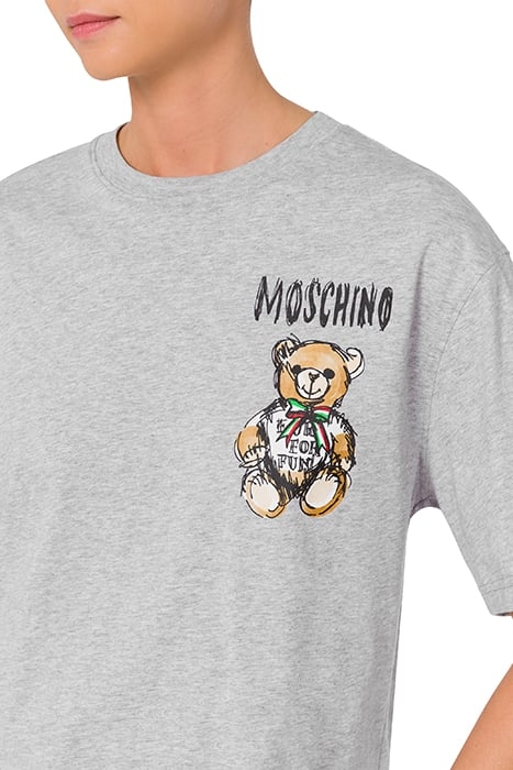 CROPPED T-SHIRT IN DRAWN TEDDY BEAR ORGANIC JERSEY GREY 4
