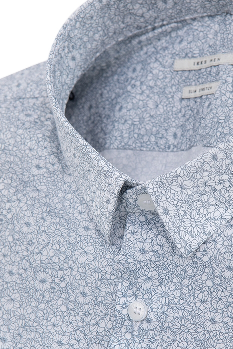 WHITE MINI-FLOWER LIBERTY FABRIC SLIM SHIRT 6