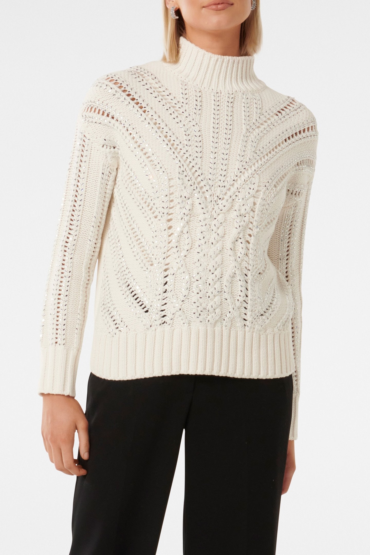 ELIZA EMBELLISHED KNITTED JUMPER CREAM 1