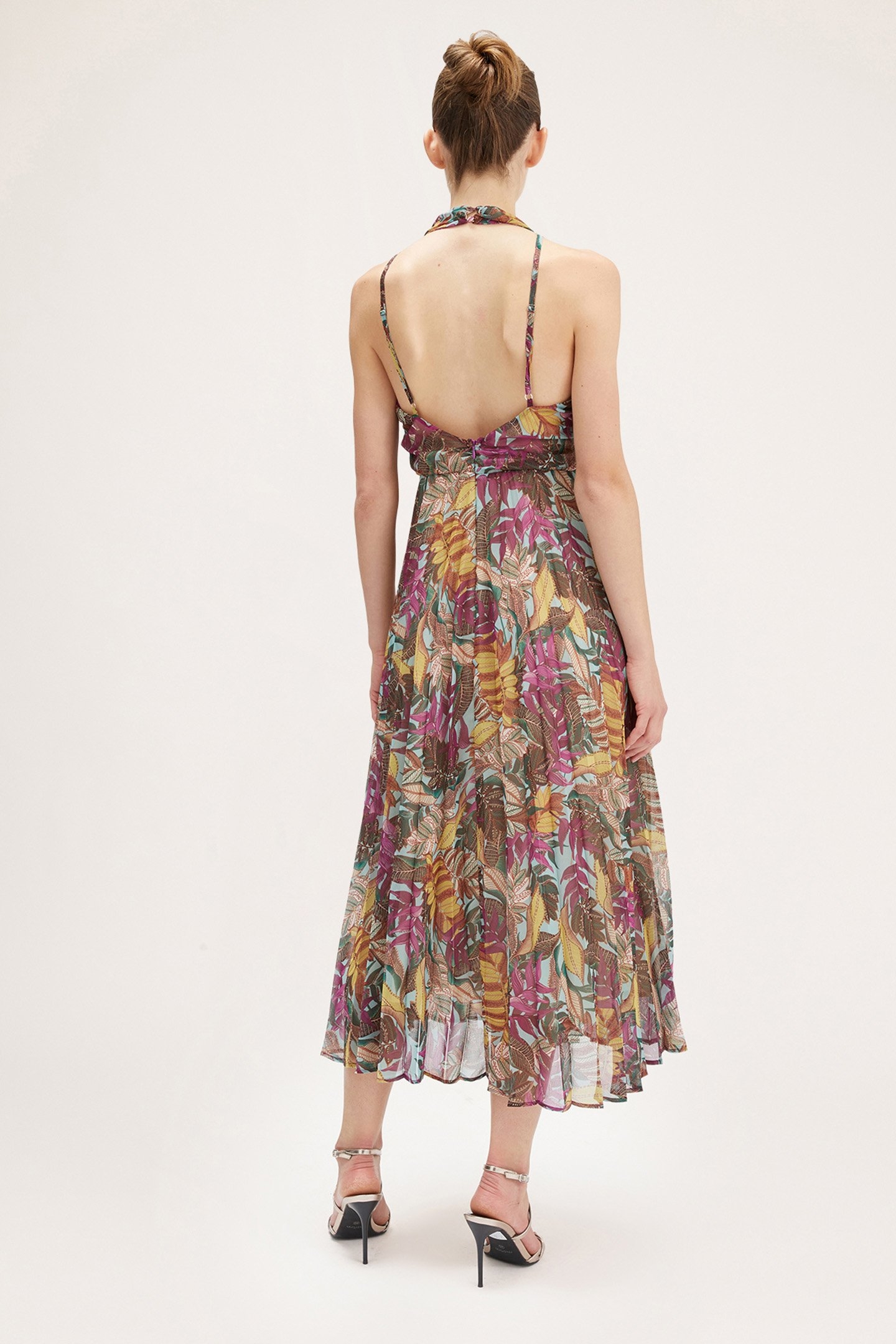 ETHNIC PATTERN GEORGETTE DRESS WITH SCARF VIOLET 2