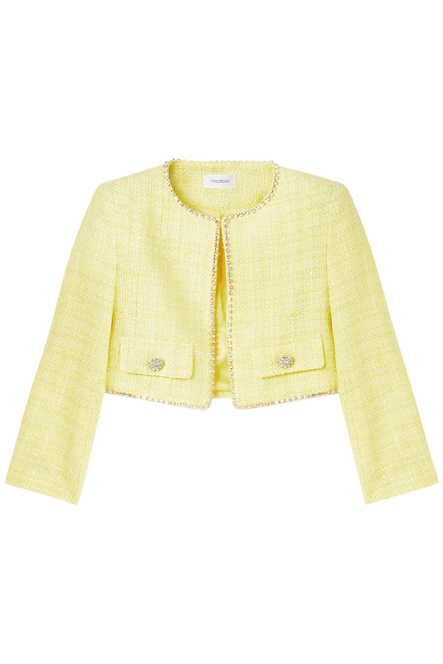 TWEED BOLERO JACKET WITH GEMSTONE EMBROIDERY YELLOW 4