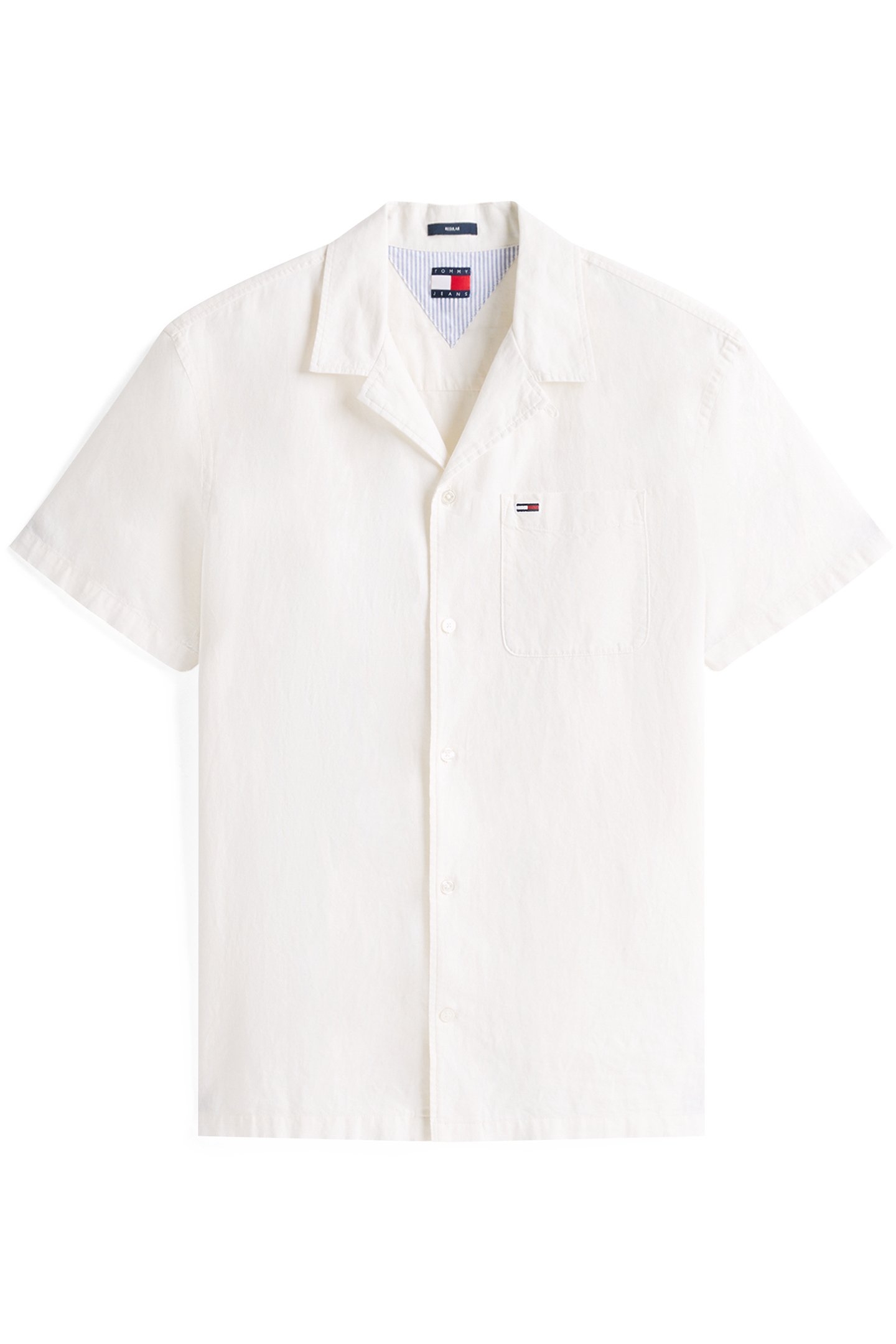 TJM LINEN BLEND CAMP REGULAR FIT SHORT SLEEVE SHIRT ECRU 3