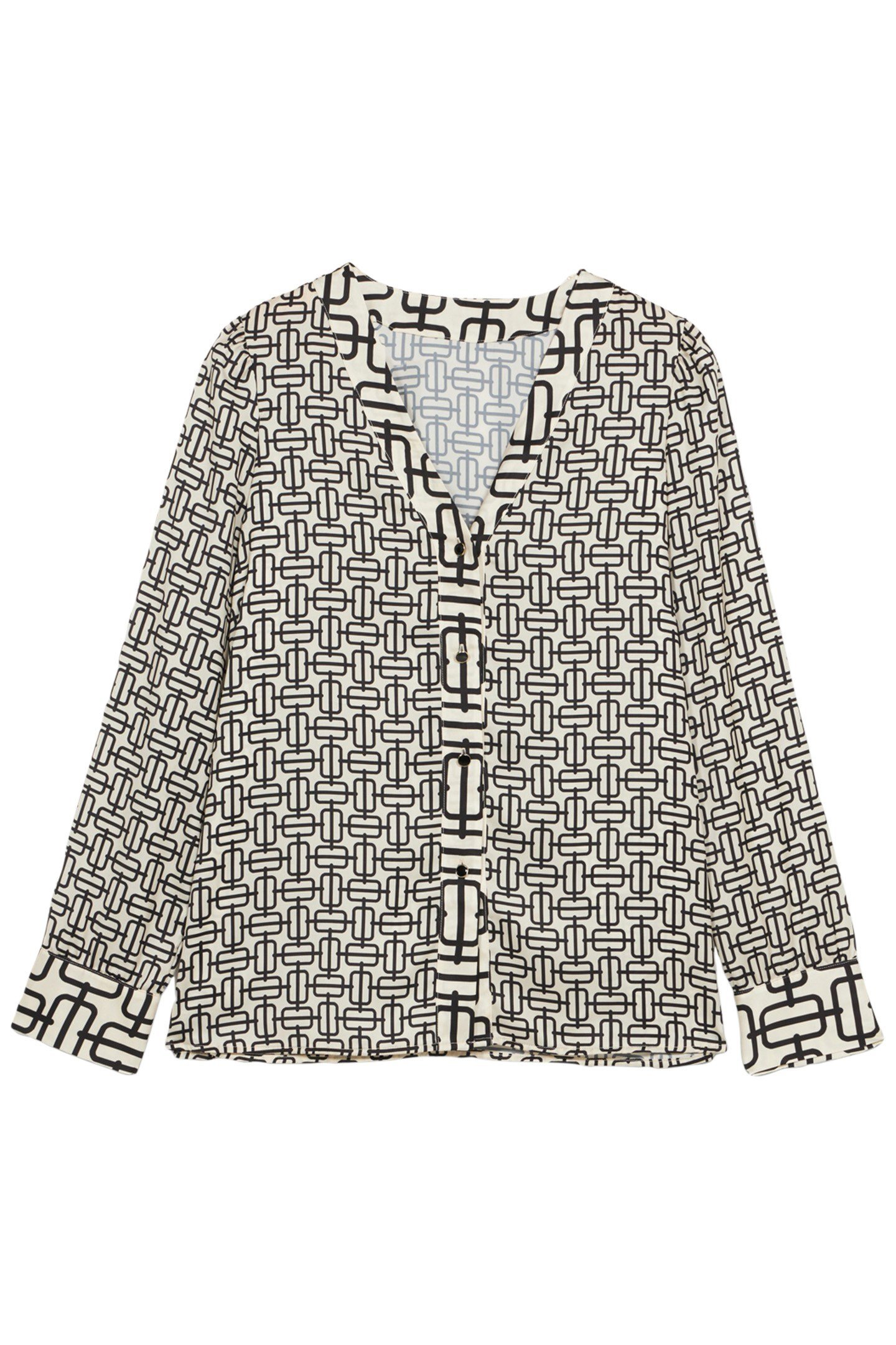 OPTICAL PATTERNED SATIN SHIRT WHITE 3