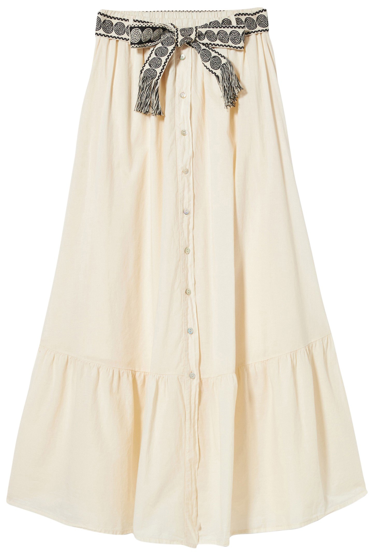 LONG SKIRT WITH BUTTONS AND SASH WHITE 3