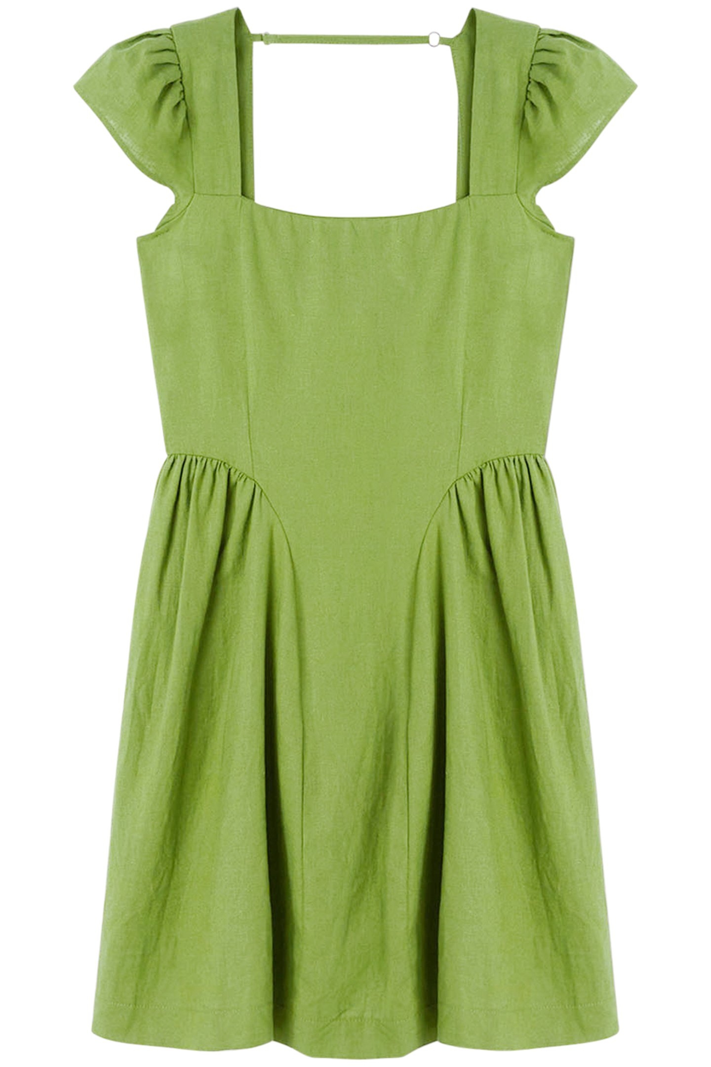 LINEN BLEND MINI DRESS GREEN 4