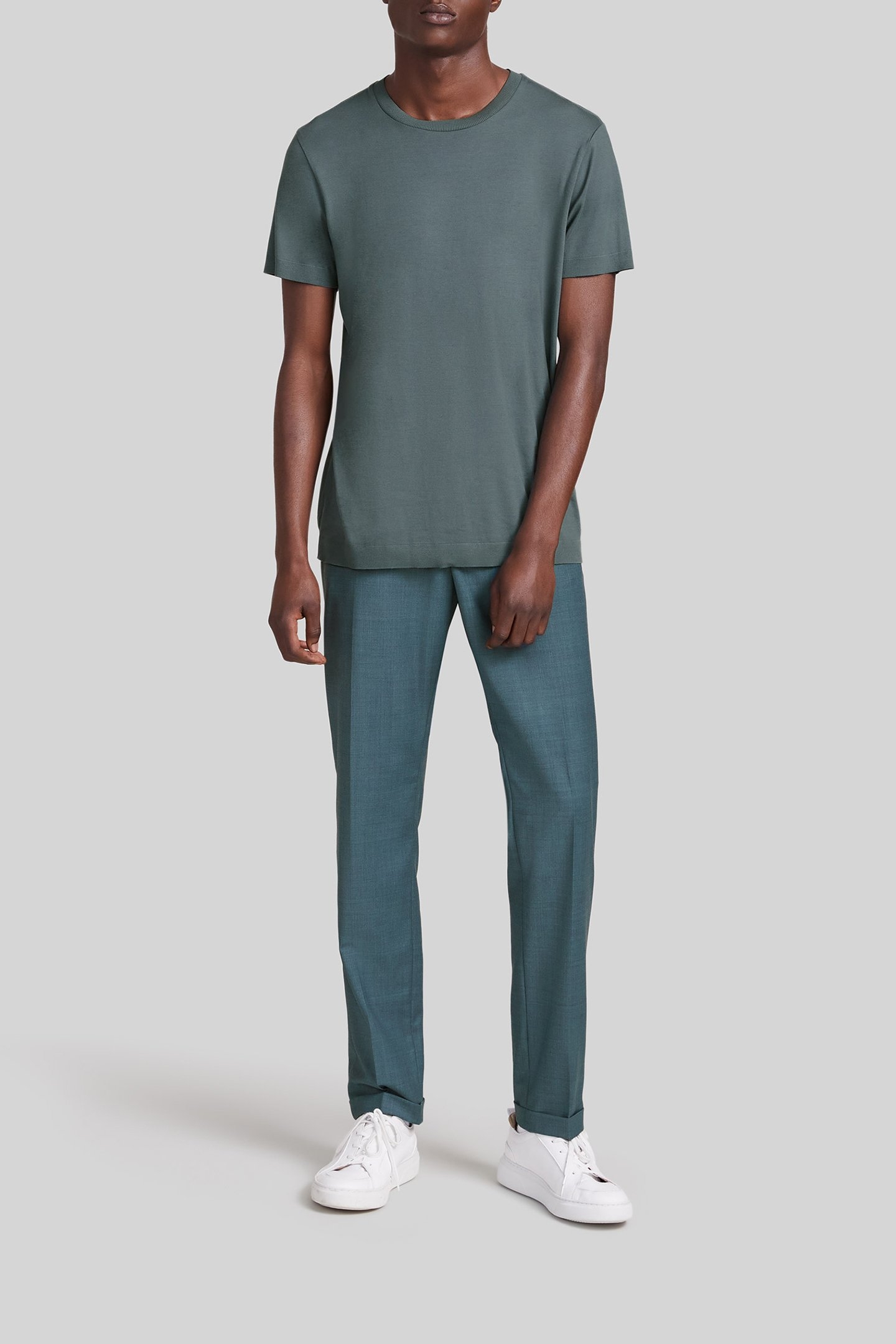 BLUISH GREEN COTTON MODAL BLEND T-SHIRT 3