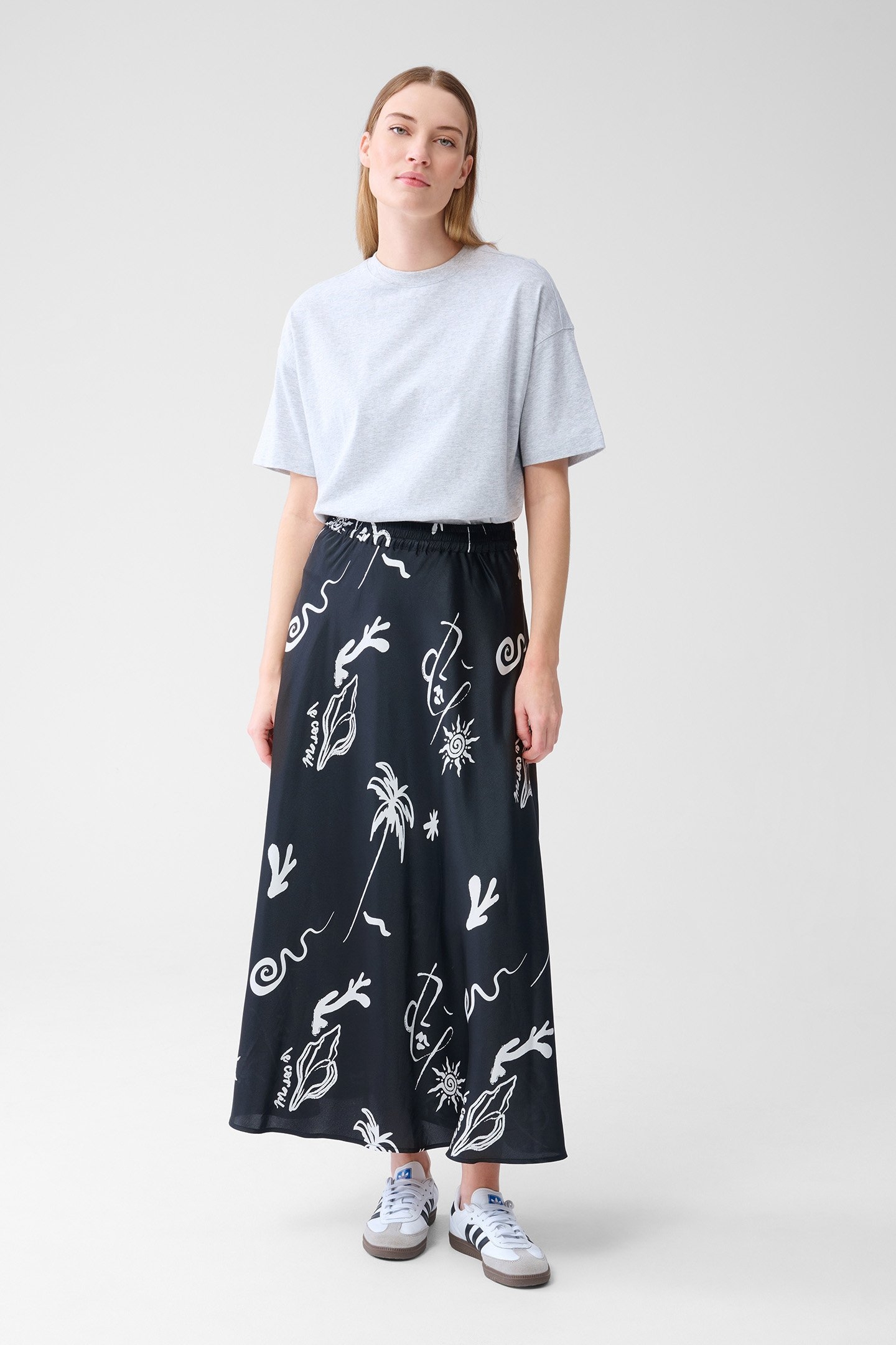 LA-SBSATIN SKIRT BLACK/WHITE 1