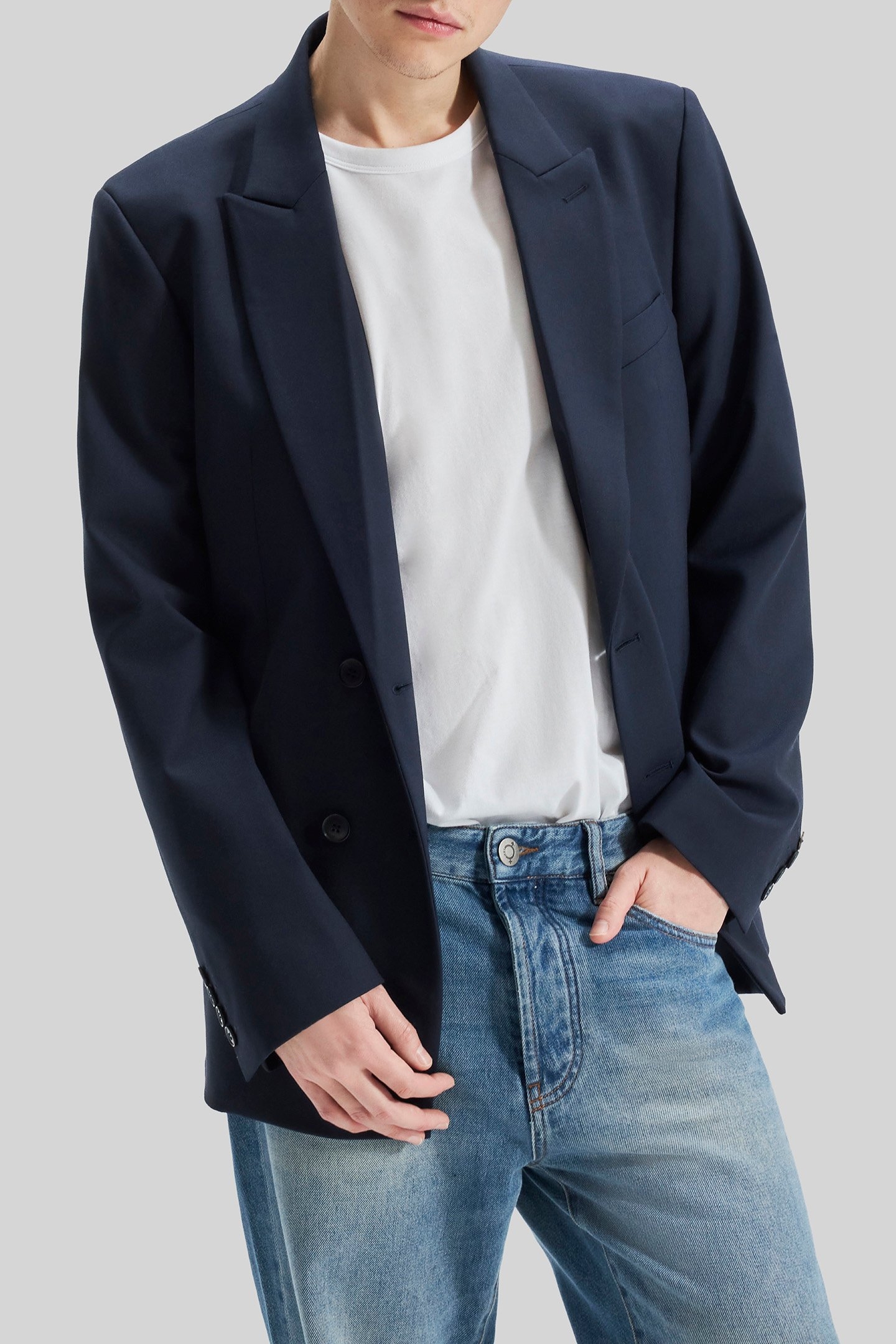 UNISEX NAVY DOUBLE-BREASTED GENDER FREE BLAZER 1